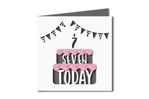 7 Today Birthday Cake Cutout Card