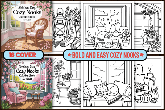72 Bold & Easy Cozy Nooks Coloring Pages