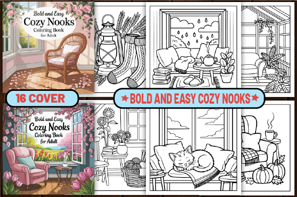 72 Bold & Easy Cozy Nooks Coloring Pages