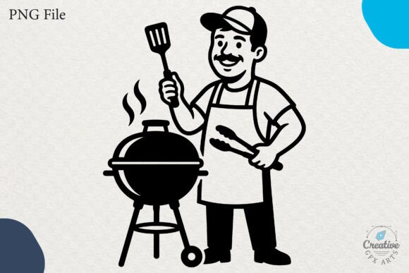 BBQ Chef Silhouette Clipart PNG