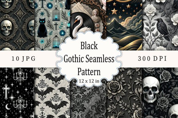 Black Gothic Seamless Pattern