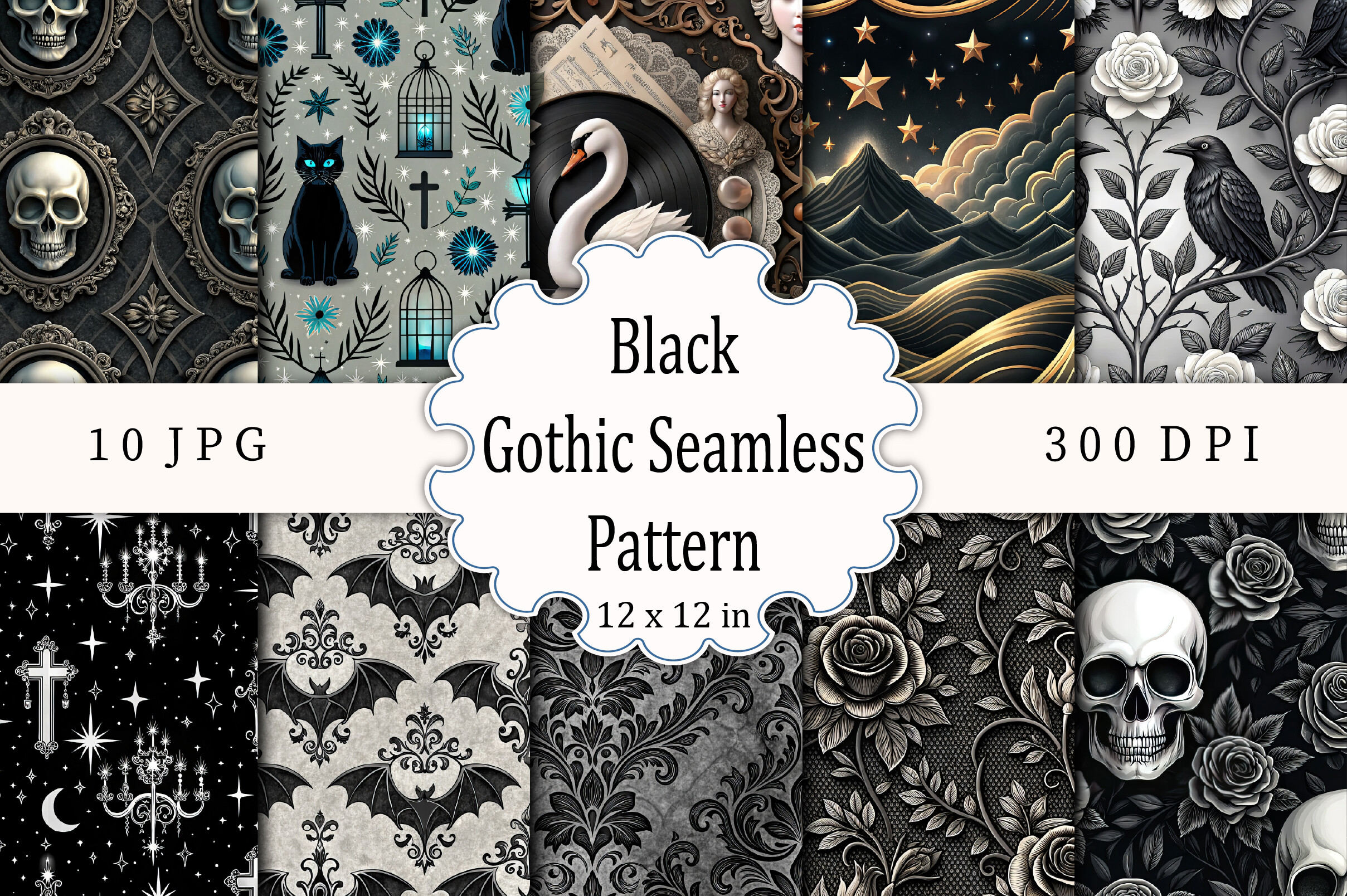 Black Gothic Seamless Pattern