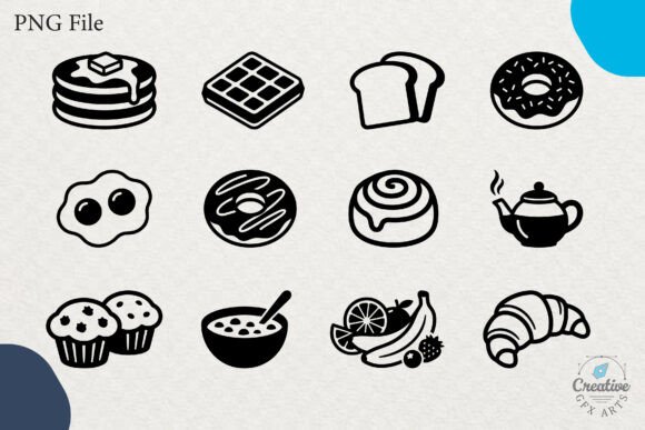 Breakfast Food Silhouette SVG Set