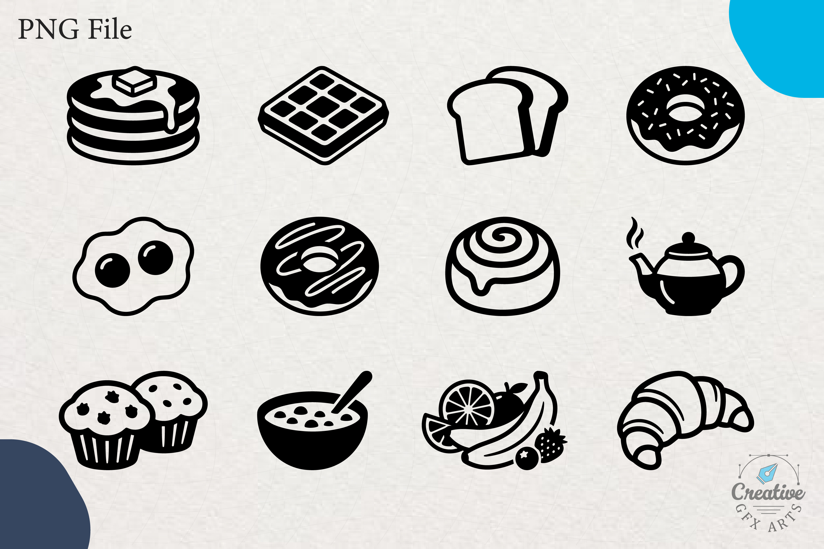 Breakfast Food Silhouette SVG Set
