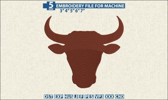 Bull Head Pattern DST PES Embroidery