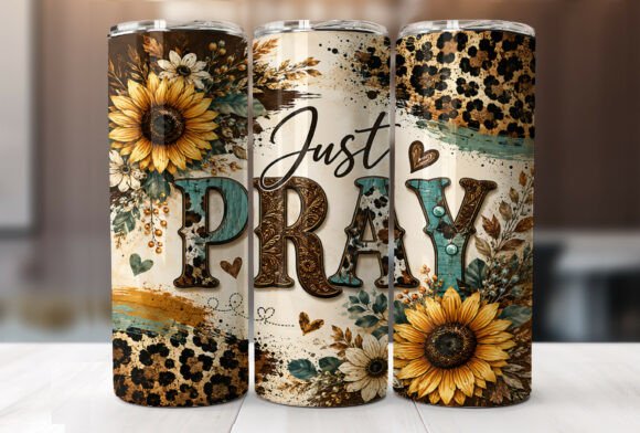 Christian Just Pray Leopard Tumbler Wrap Grafik Wraps für Becher Von Begum Creation