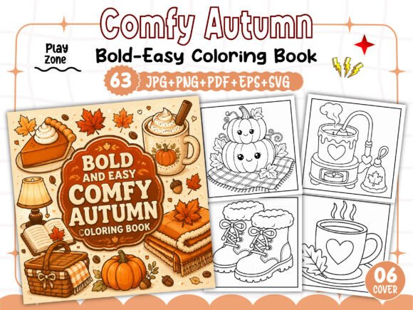 Comfy Autumn Coloring Book Bold and Easy