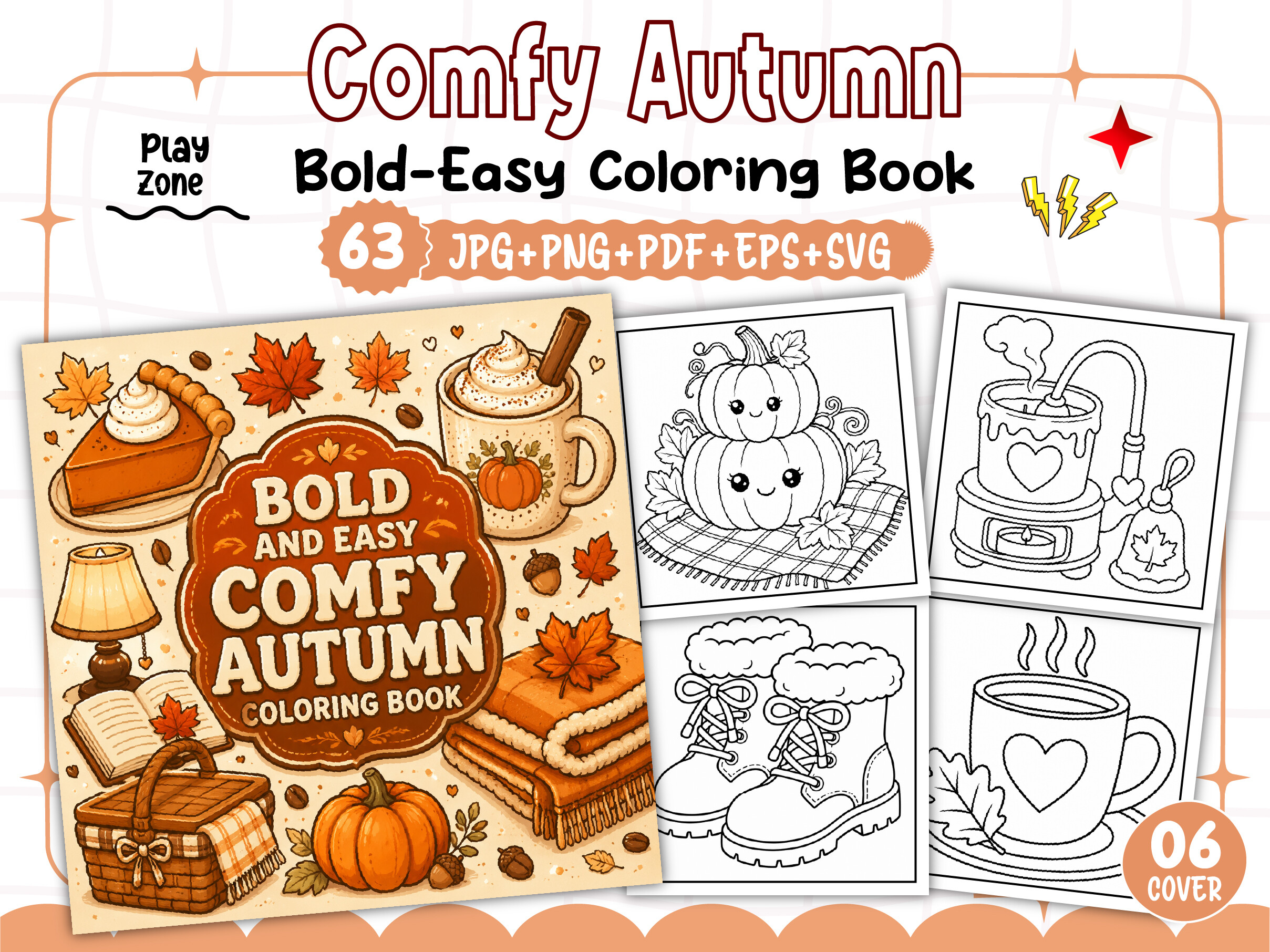 Comfy Autumn Coloring Book Bold and Easy