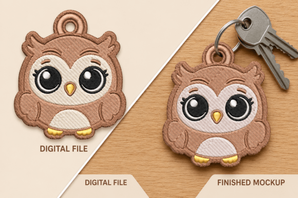 Cute Owl Keychain Embroidery Design