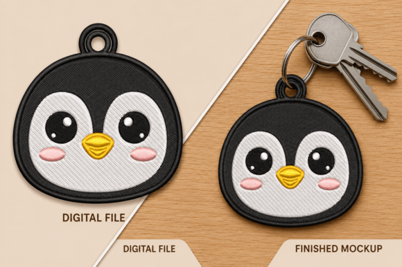 Cute Penguin Keychain Embroidery Design