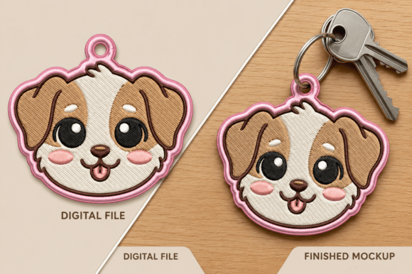 Cute Puppy Keychain Embroidery Design