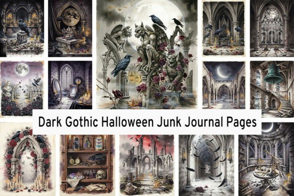 Dark Gothic Halloween Junk Journal Pages