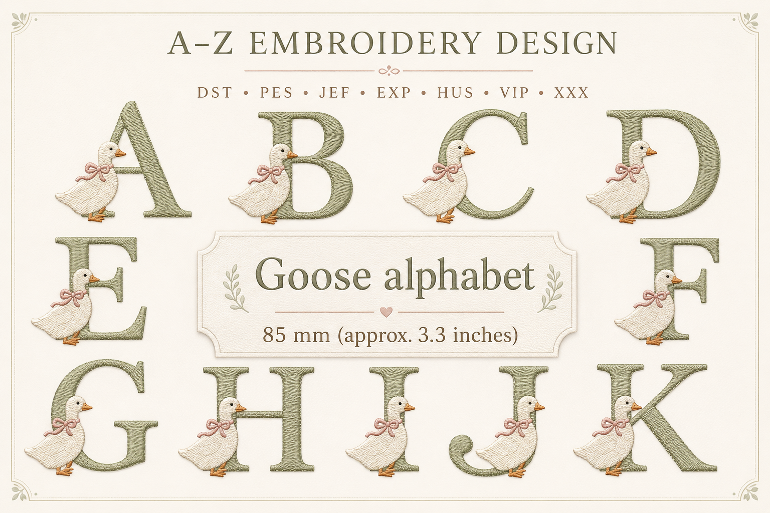 Full Goose Alphabet Embroidery Design