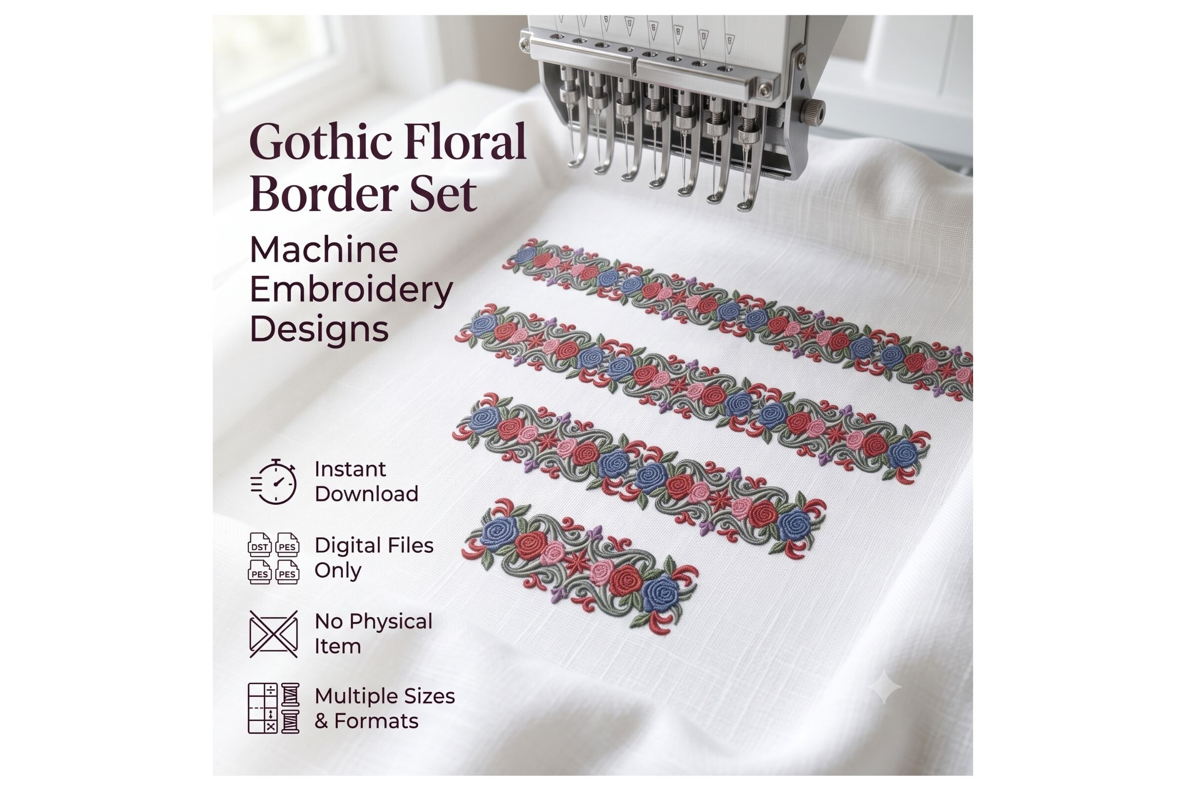 Gothic Rose Floral Border