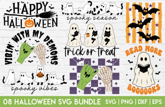 Spooky Ghost SVG & PNG Bundle – Cute Halloween Designs