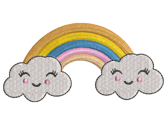Happy Rainbow Clouds Embroidery