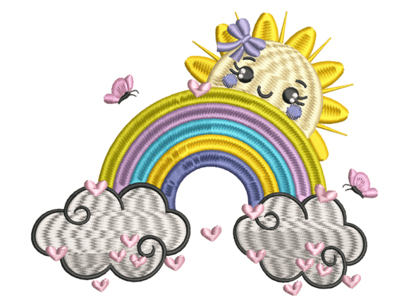 Happy Sun Rainbow Nursery Embroidery