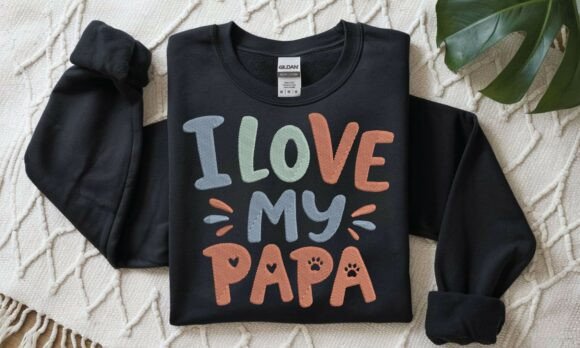 I Love My Papa DST PES Embroidery Design