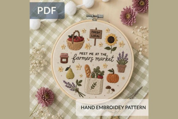 Meet Me at the Farmers Market Hand Embro