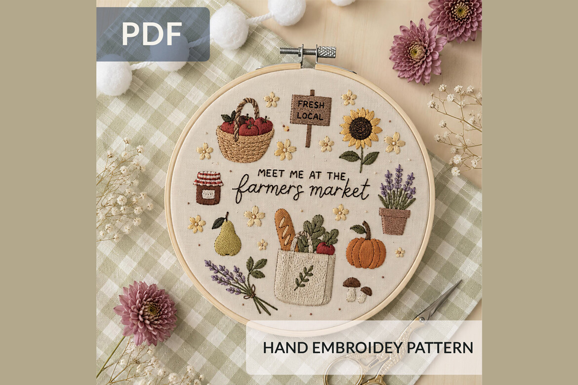 Meet Me at the Farmers Market Hand Embro