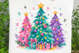 Pastel Christmas Trees PNG, Colorful Graphic by Craftcity · Creative ...