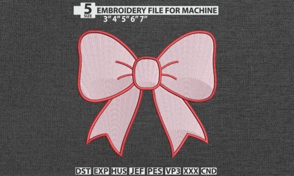 Pink Ribbon Bow DST PES Embroidery File