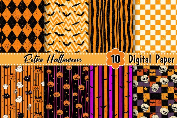 Retro Halloween Digital Paper