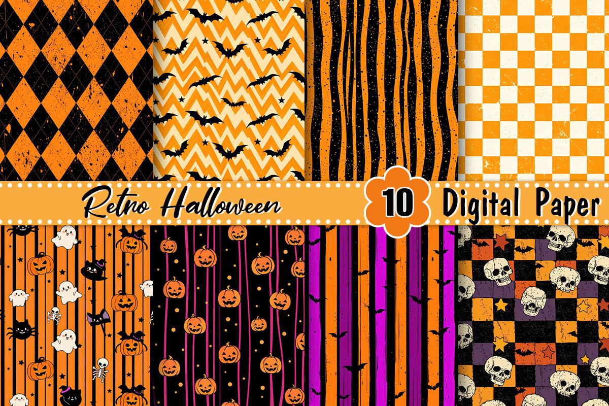 Retro Halloween Digital Paper