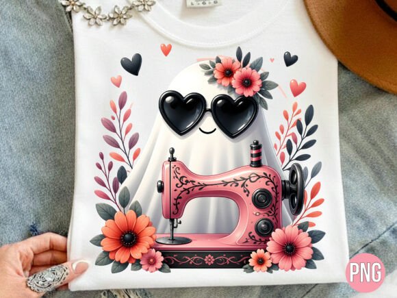 Spooky Ghost Sewing Boho PNG Shirt