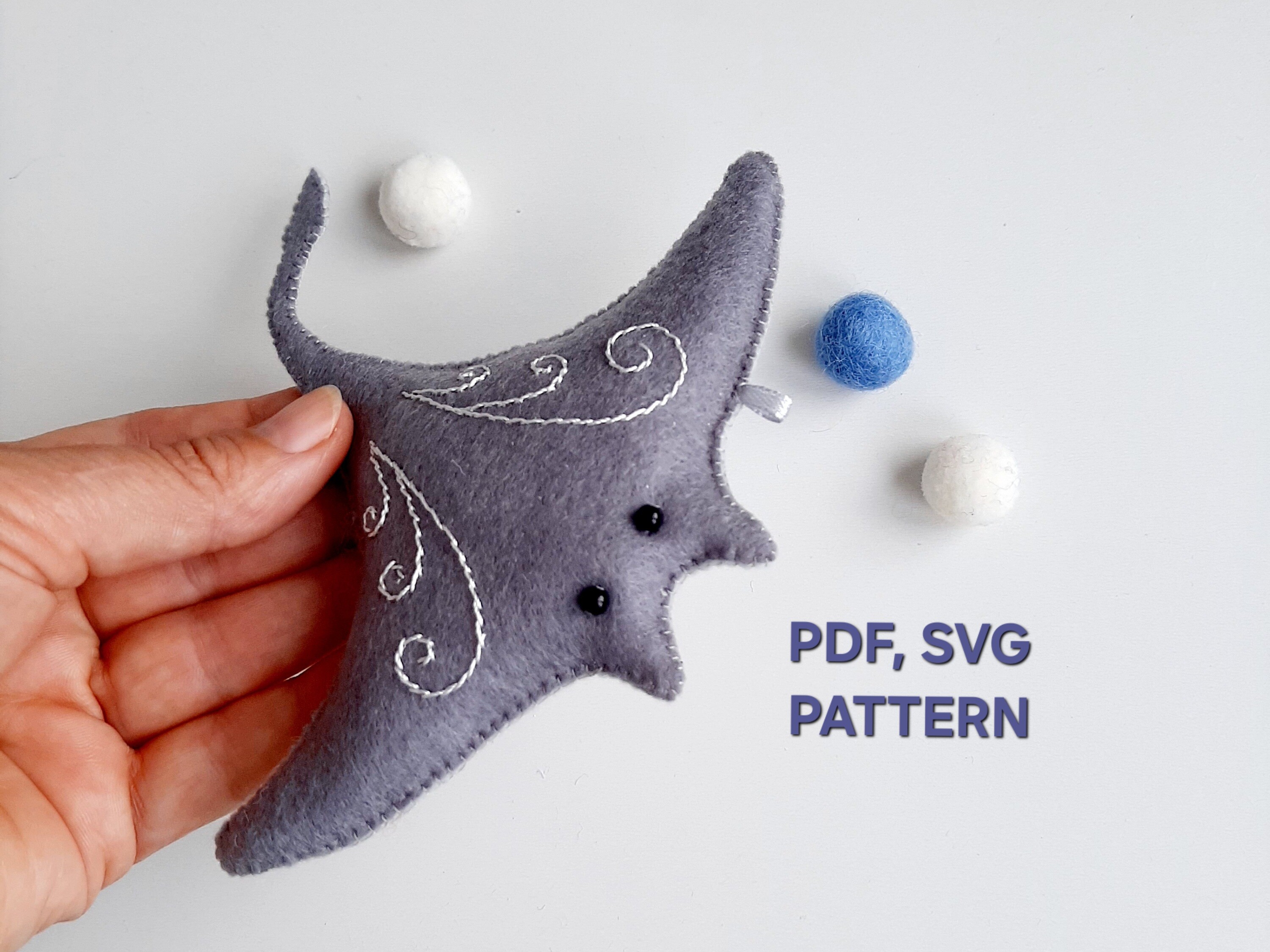 Stingray Felt Pattern, Manta Ray PDF SVG