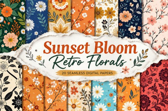 Sunset Bloom Retro Florals – Pattern