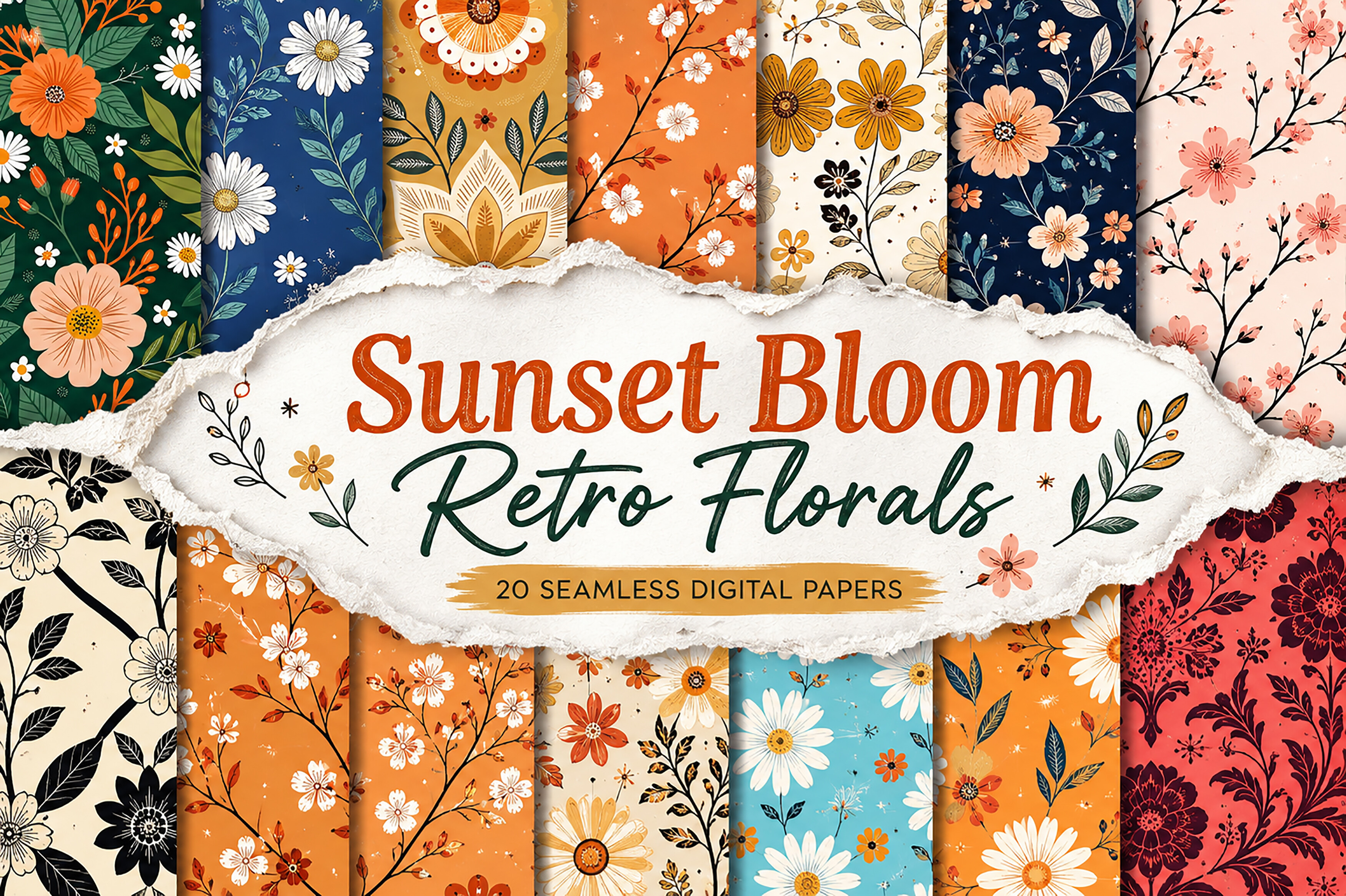 Sunset Bloom Retro Florals – Pattern