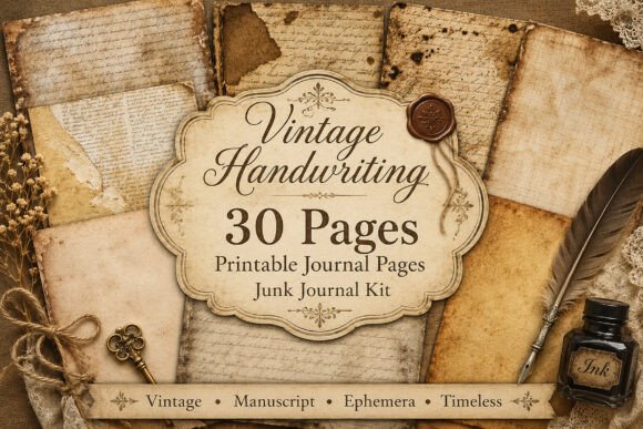 Vintage Aged Manuscript Junk Journal