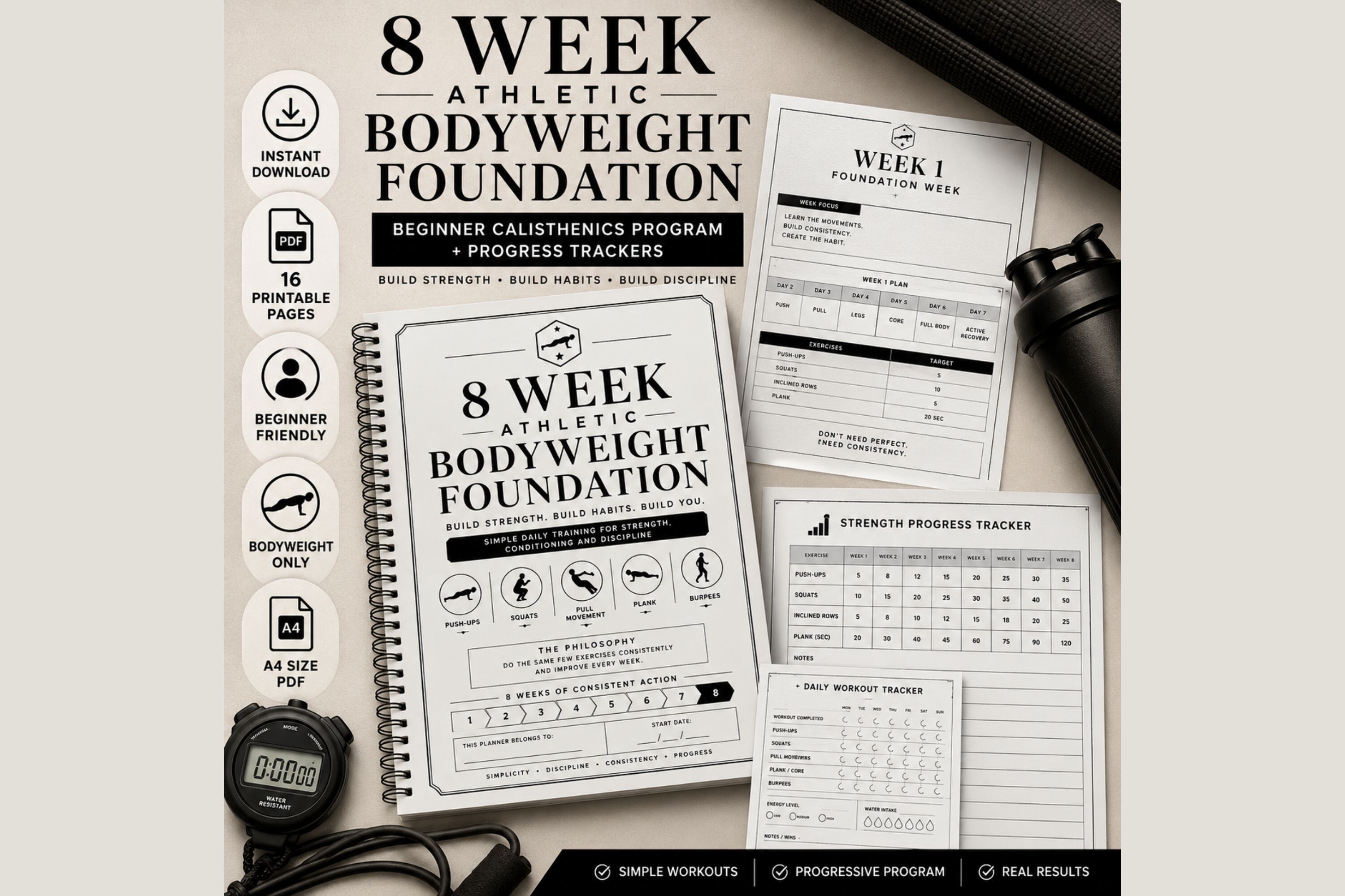 8 Week Bodyweight Workout Planner