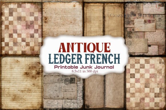 Antique French Ledger Junk Journal Paper