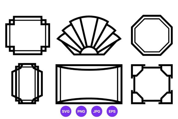 Art Deco Frames Vector Black and White