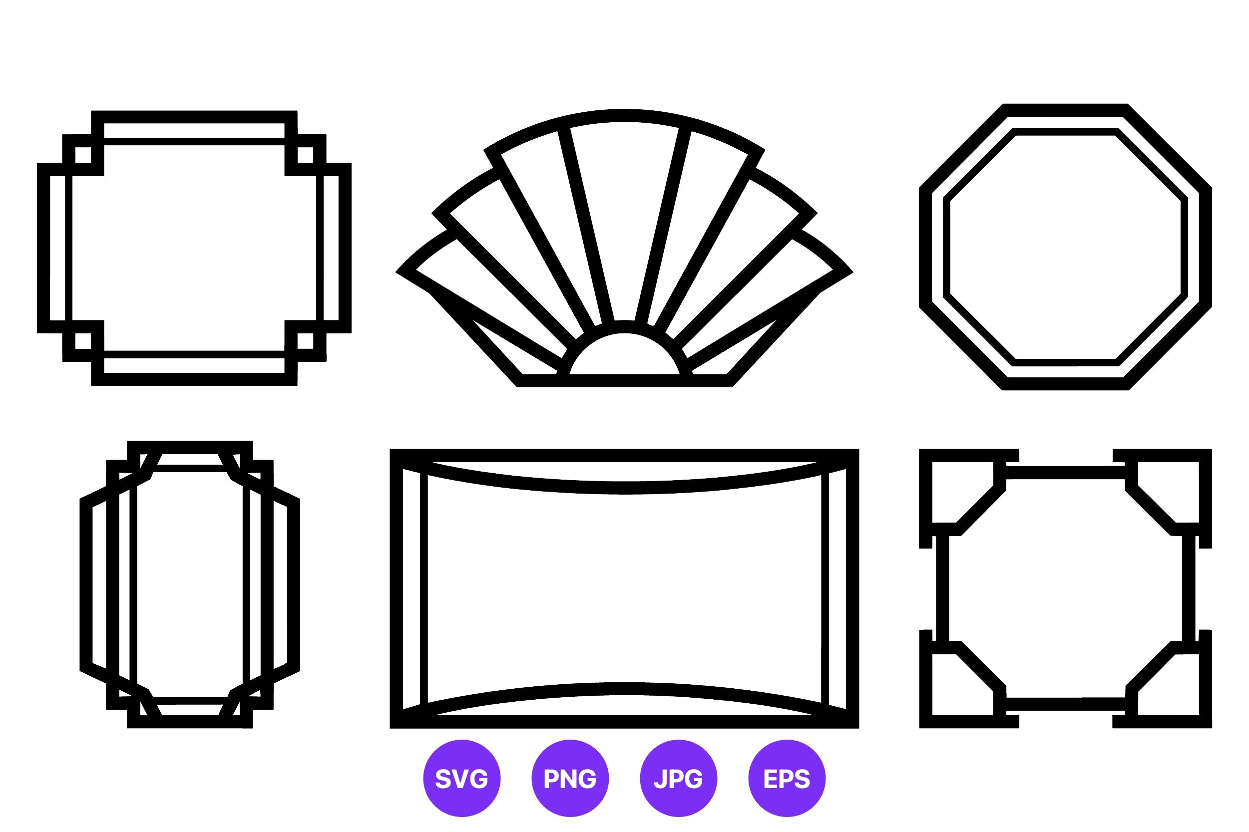 Art Deco Frames Vector Black and White