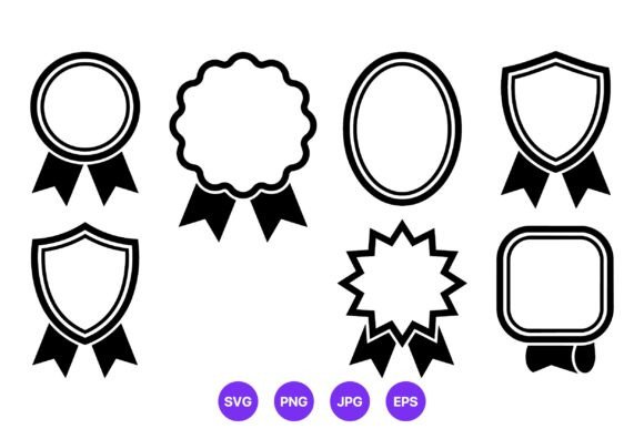 Award Ribbons and Shield Badges Vector