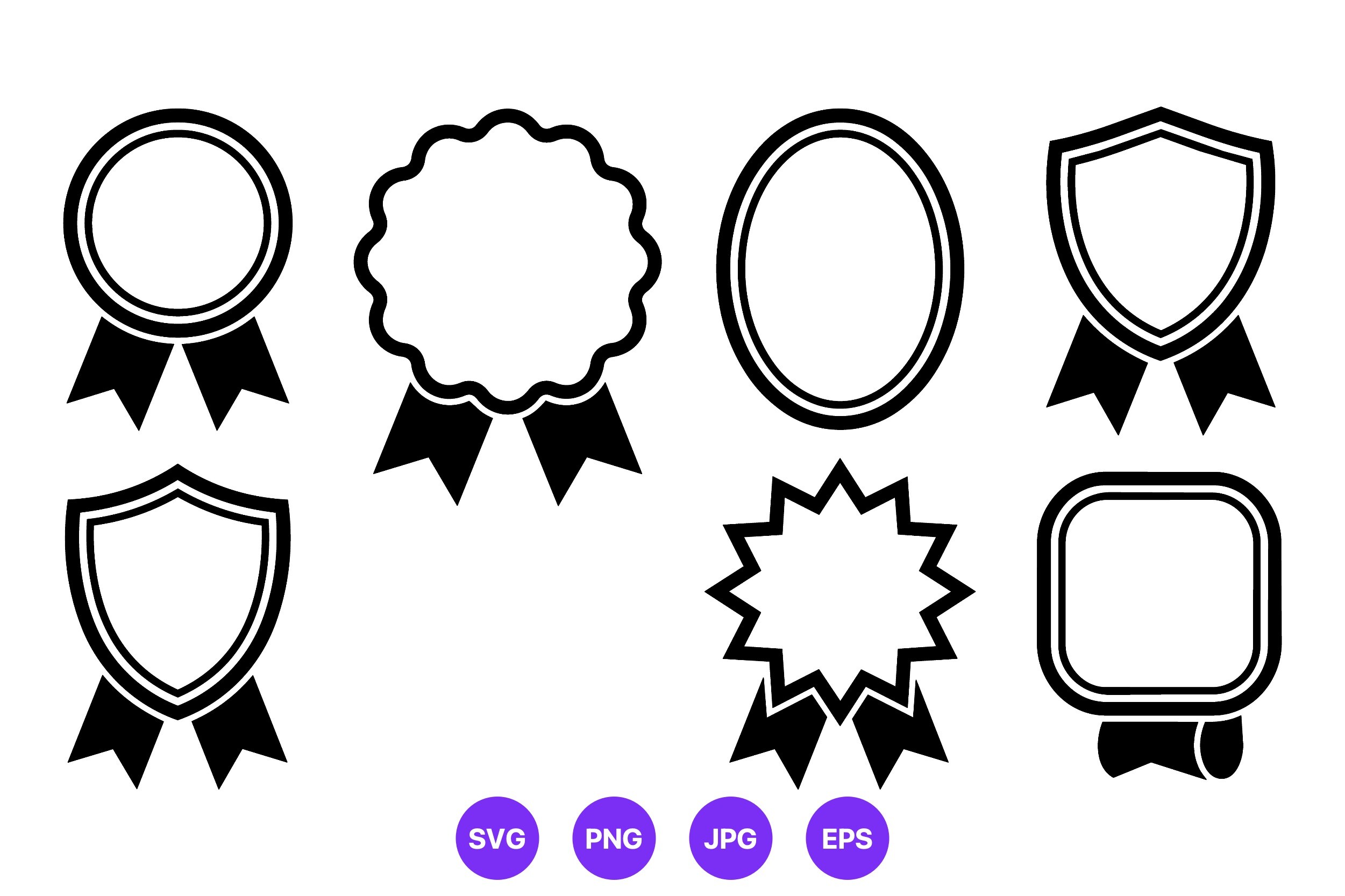 Award Ribbons and Shield Badges Vector