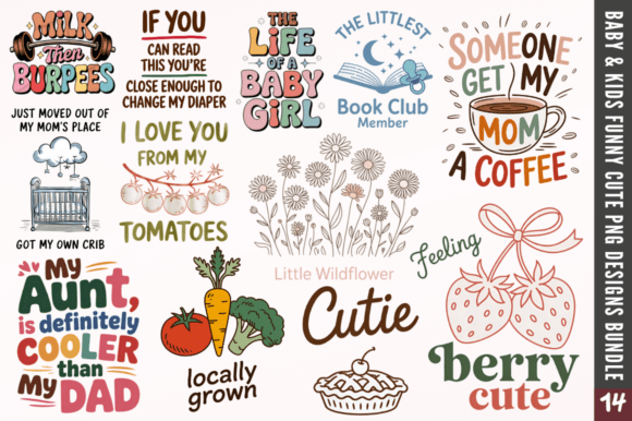 Baby & Kids Funny Cute PNG Designs Bundl Graphic T-shirt Designs By JR Design