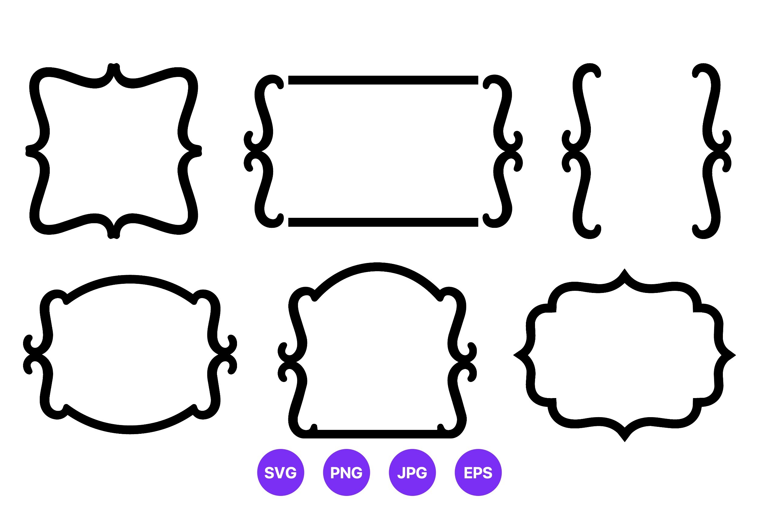 Black Bracket Borders Vector Set