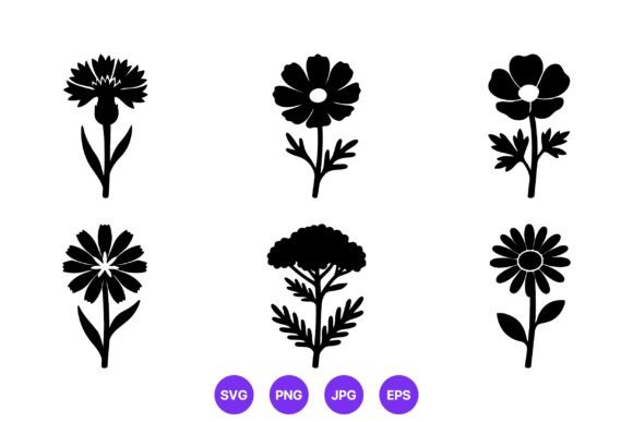 Black Floral Silhouettes Vector