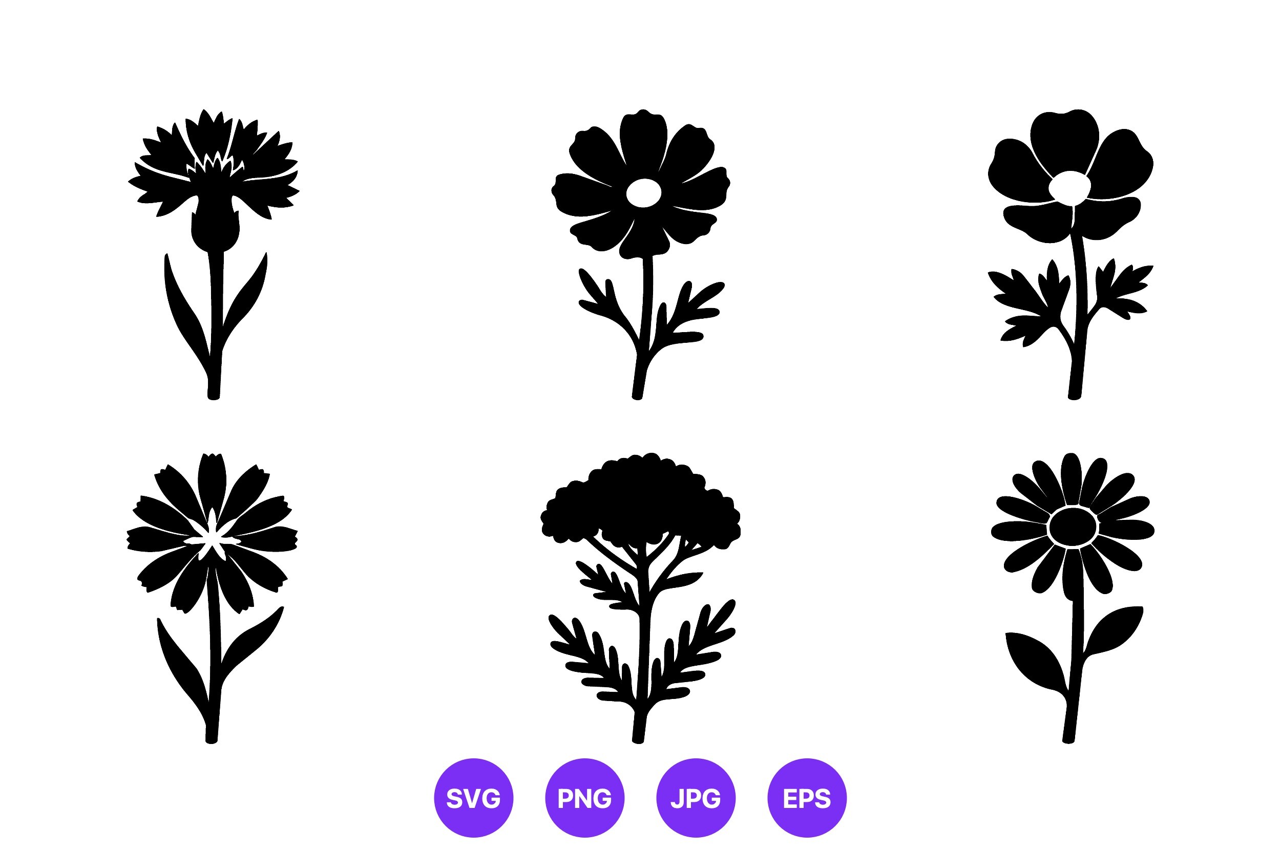 Black Floral Silhouettes Vector