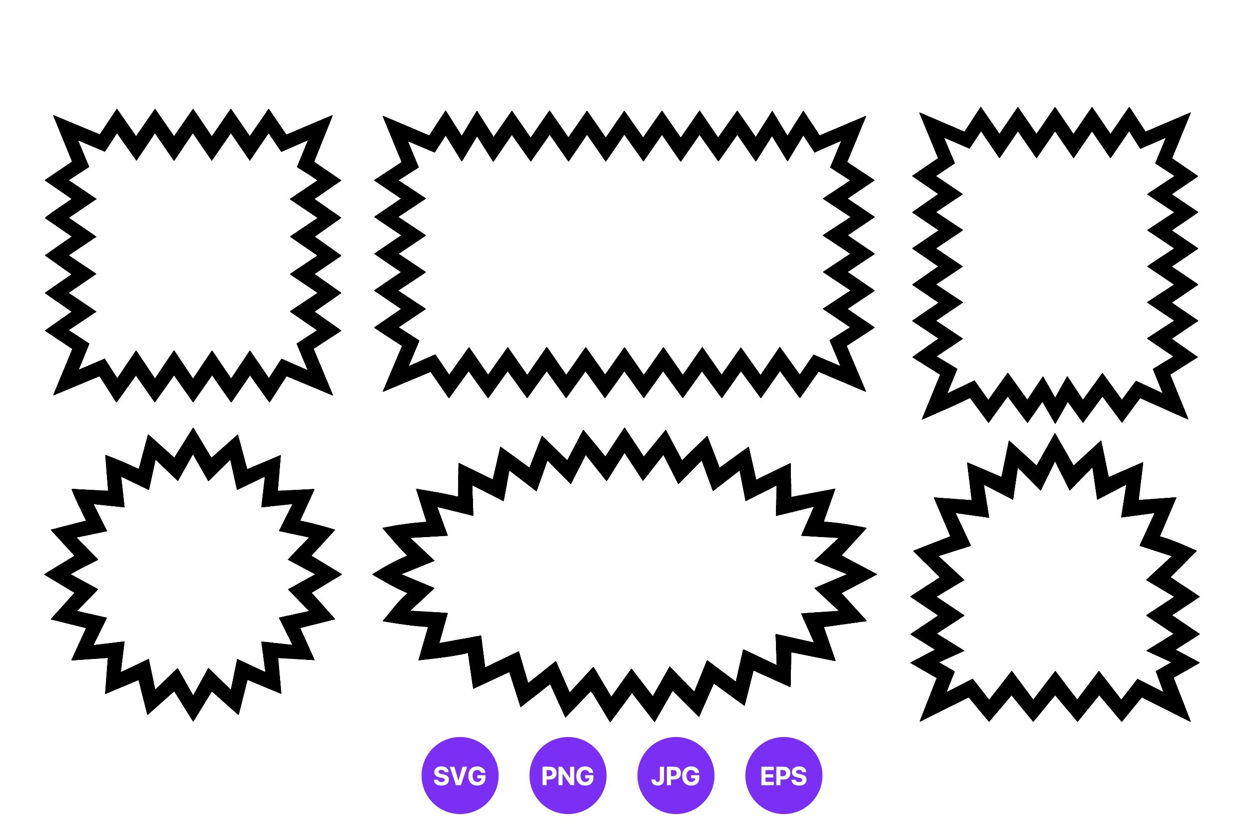 Black Jagged Border Frames Vector Set