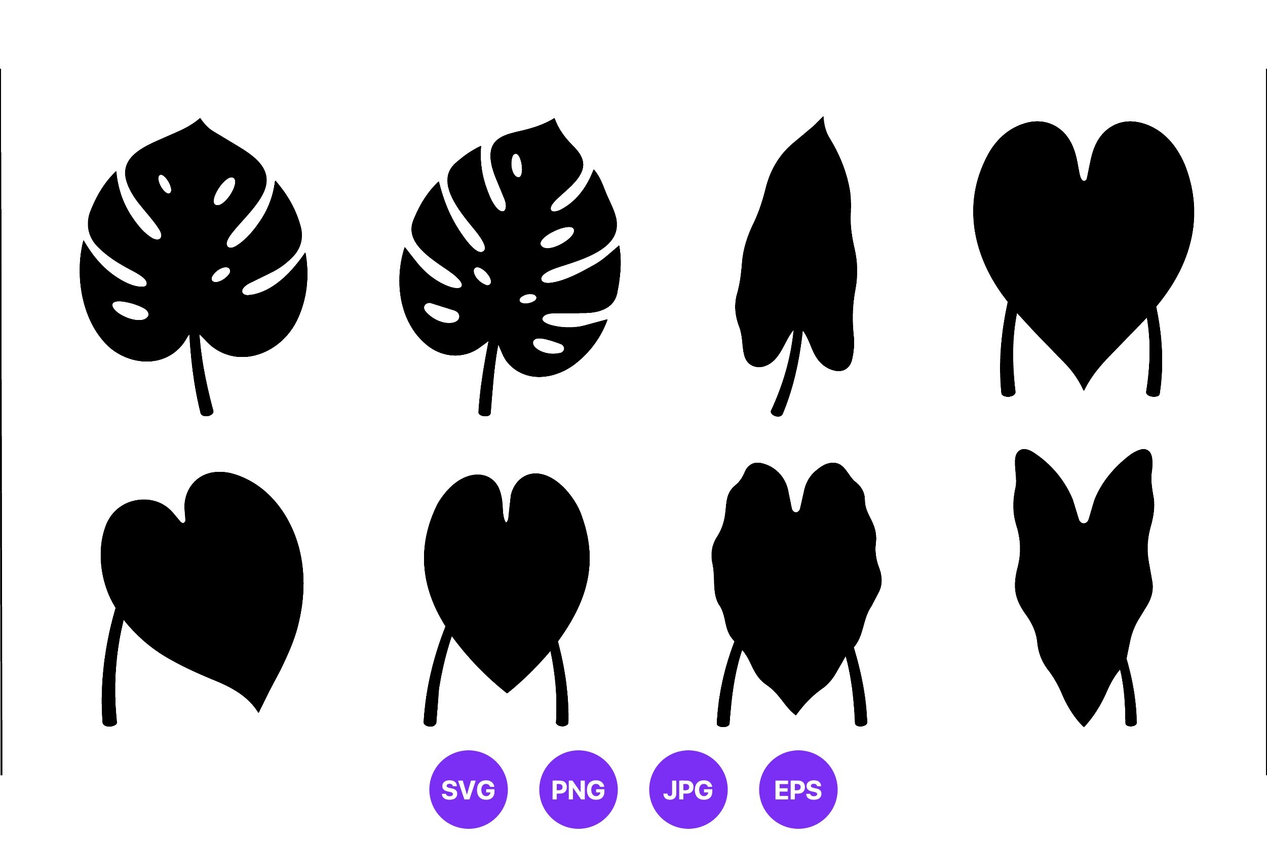 Black Leaf Silhouettes Vector Set
