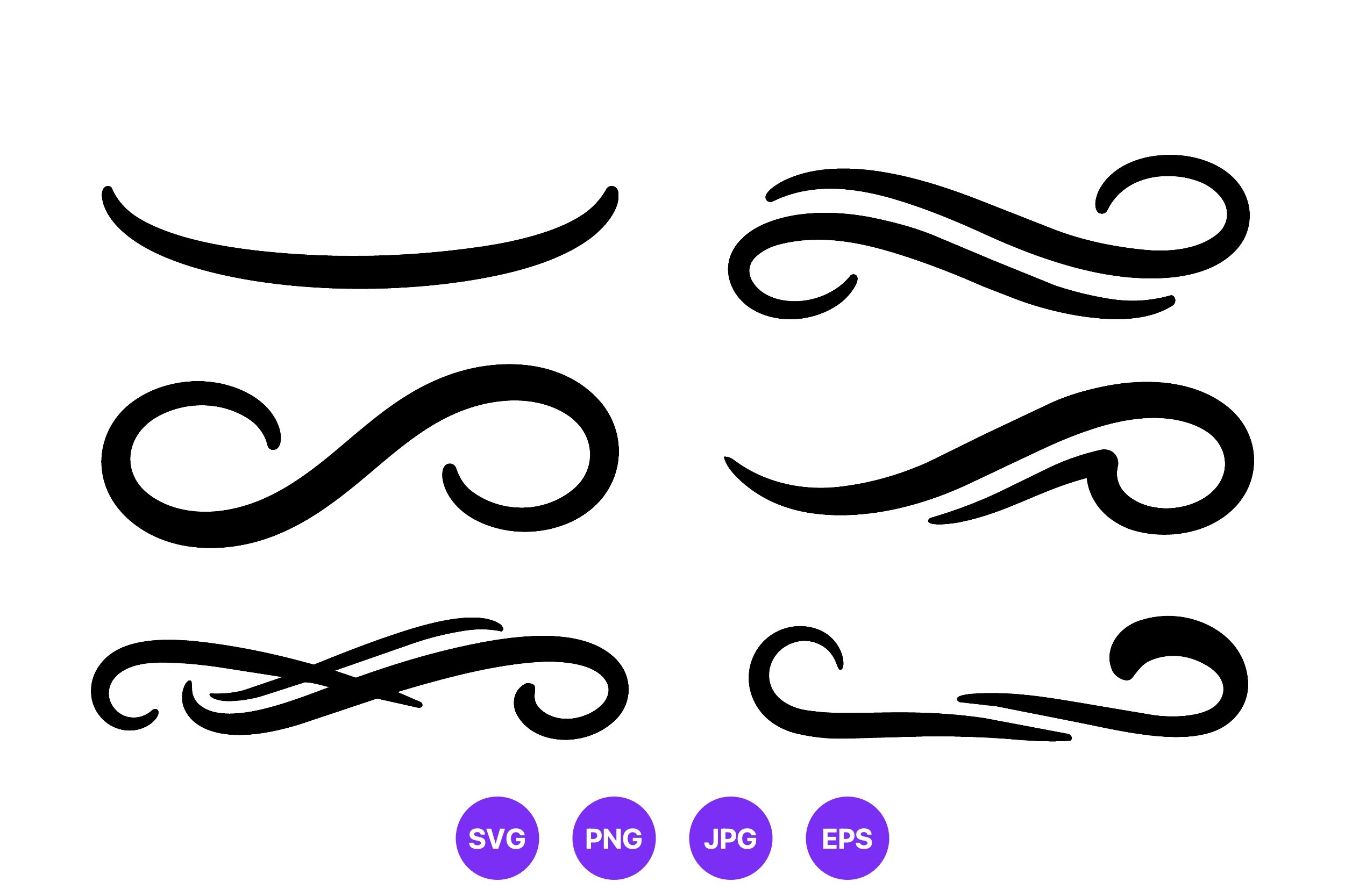 Black Ornamental Flourishes Vector Set
