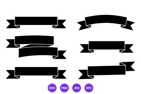 Black Ribbon Banner Flat Vector