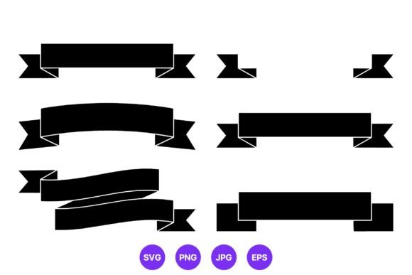 Black Ribbon Banner Shapes Collection