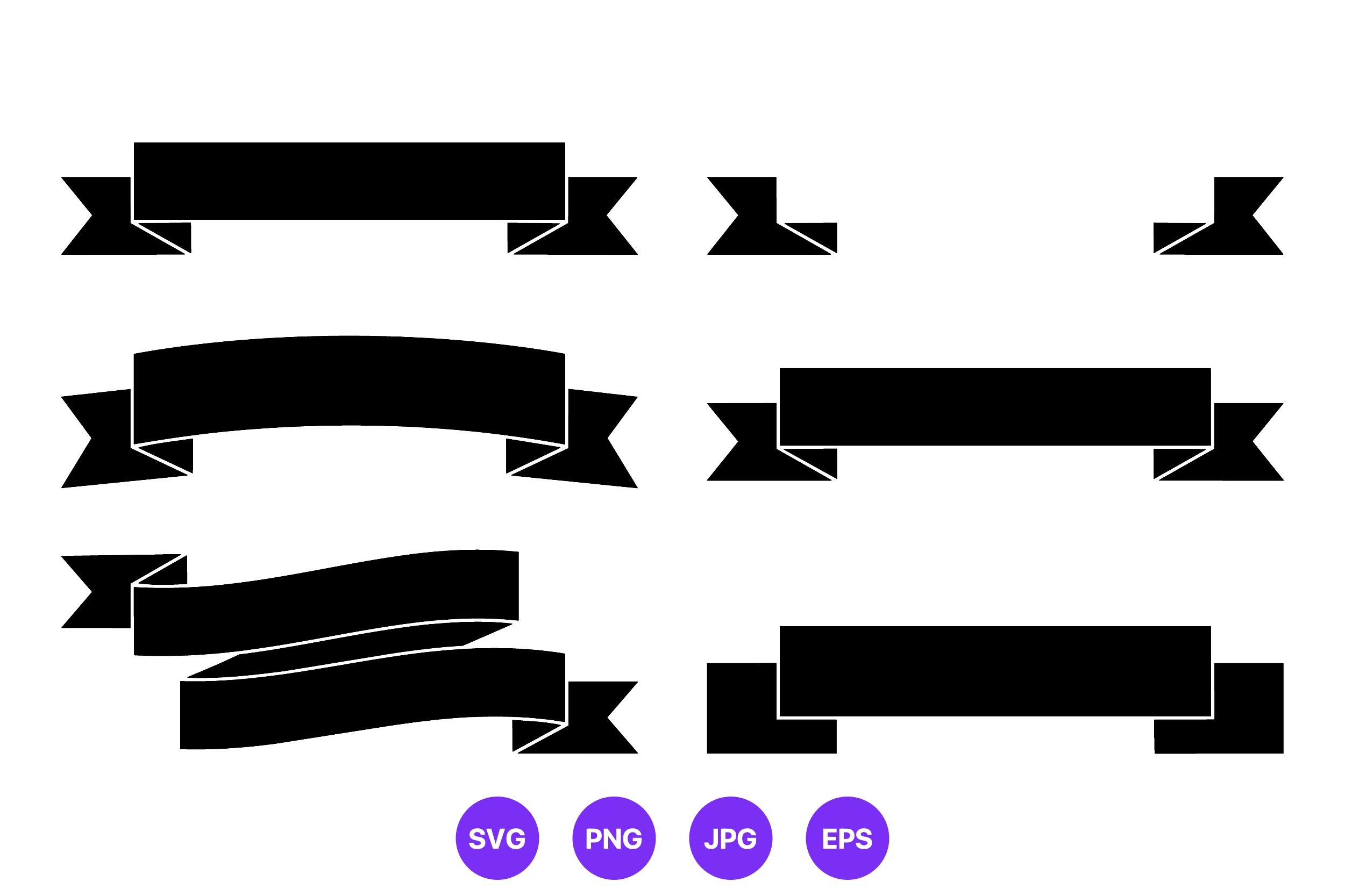 Black Ribbon Banner Shapes Collection