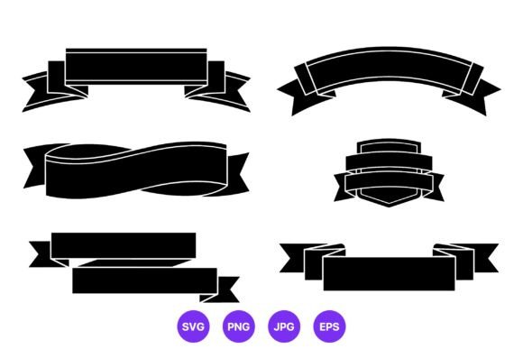 Black Ribbon Banner Shapes
